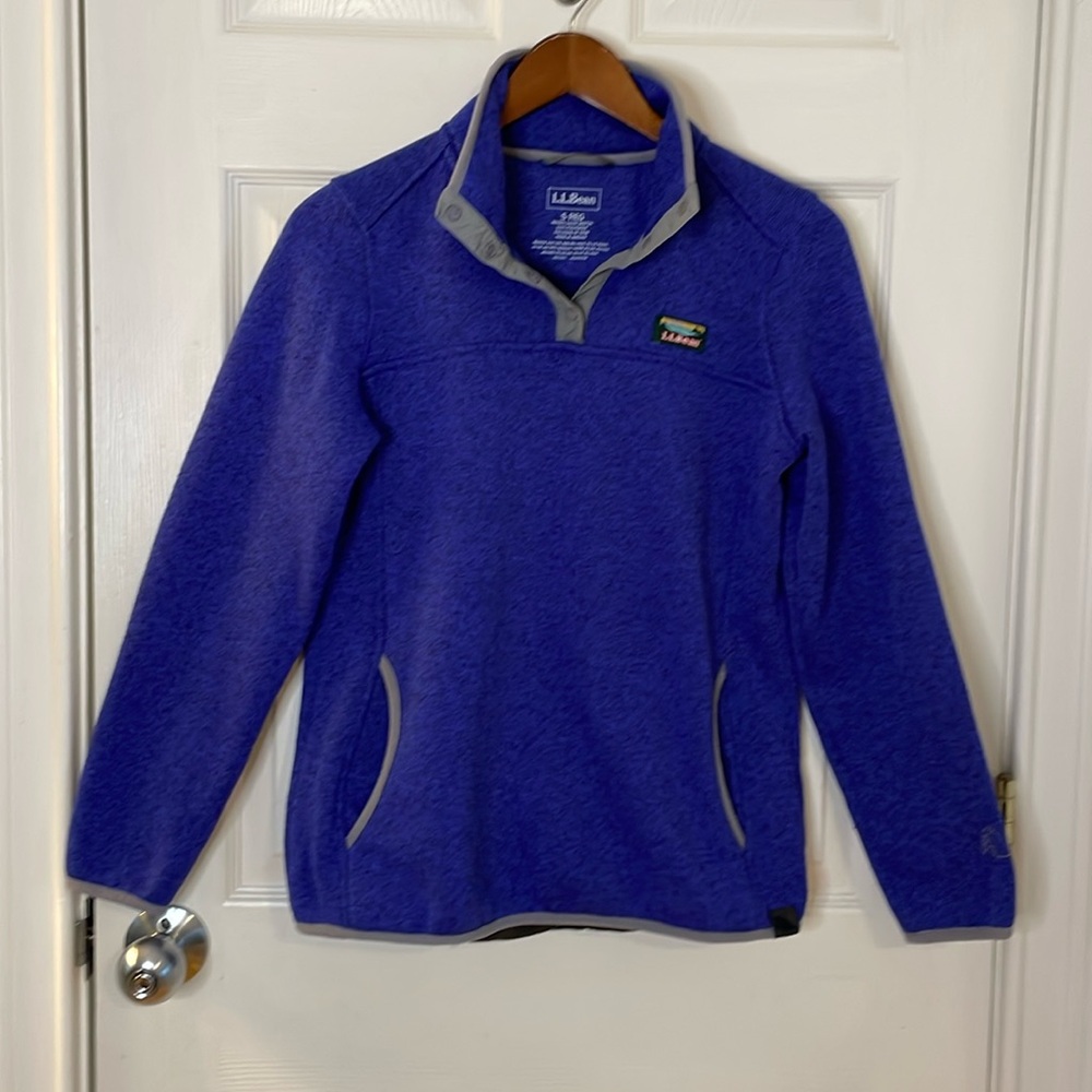 L.L.Bean Sweater Fleece Blue Heather Pullover Size Small